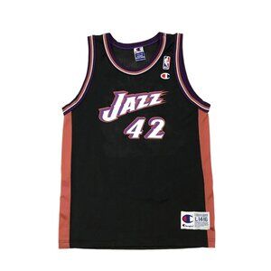 Vintage Champion Donyell Marshall Utah Jazz Jersey Large L 14-16 Youth Black 90s